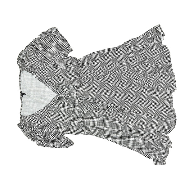 Torrid Plus Size 3 Black White Plaid Houndstooth Peasant Mini Dress - Picture 1 of 8